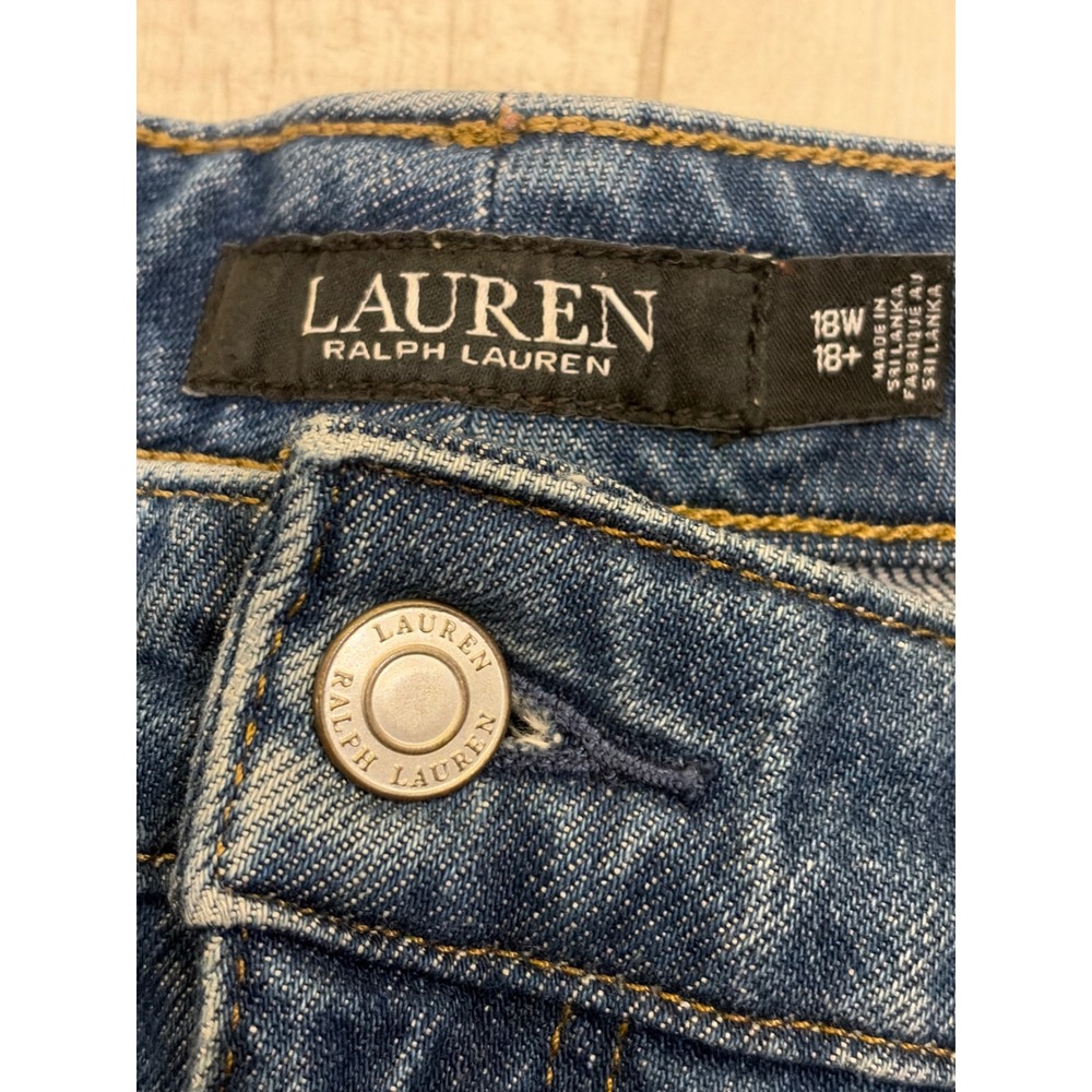 Lauren Ralph Lauren Womens Plus 18W Denim Shorts Medium Wash Frayed Hem Cut Off